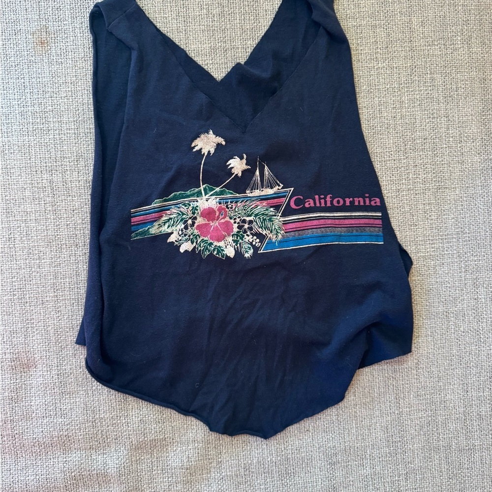 Vintage California Graphic Navy Blue Women's Top
